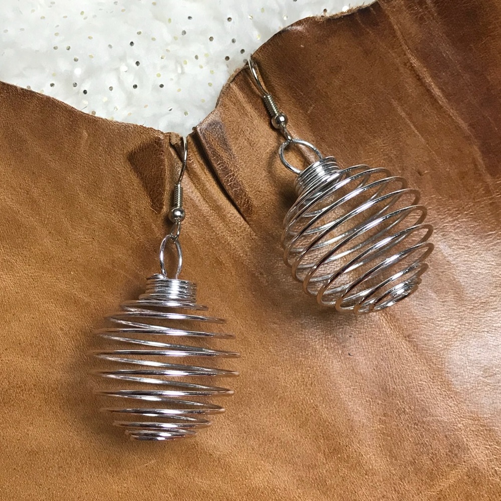 Silver Spiral Ball Earrings